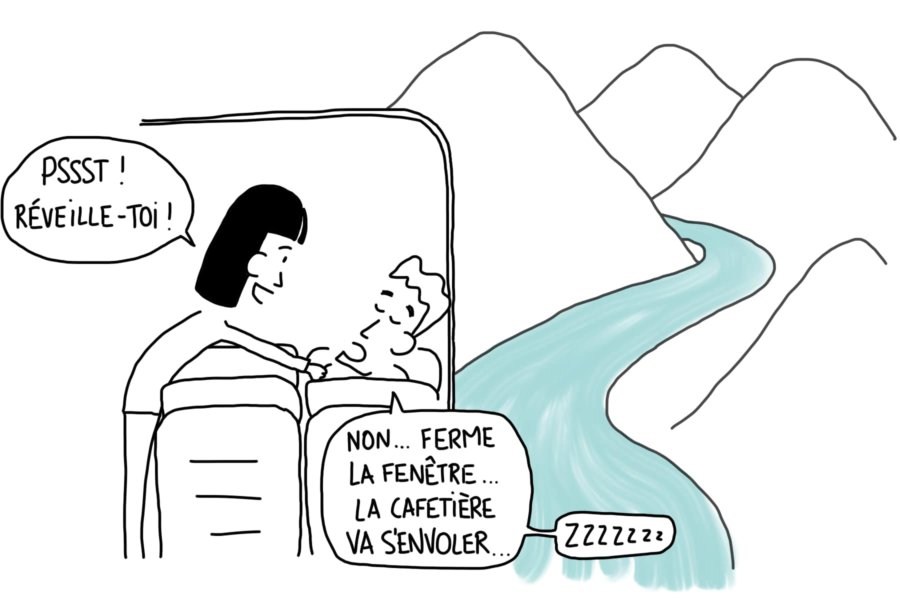 Dessin : ferry sur le lac de Koman