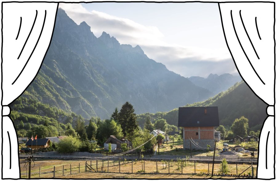 Lever de soleil à Valbona en Albanie