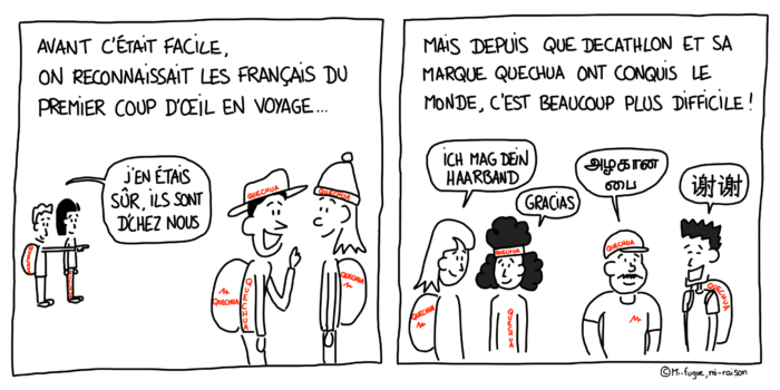 Dessin : Marque Quechua de Decathlon sur tous les voyageurs du monde