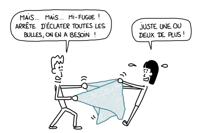 Dessin : bataille de papier-bulle