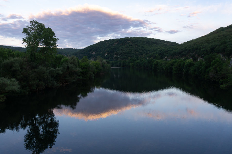 Coucher de soleil sur le Lot à Saint-Géry