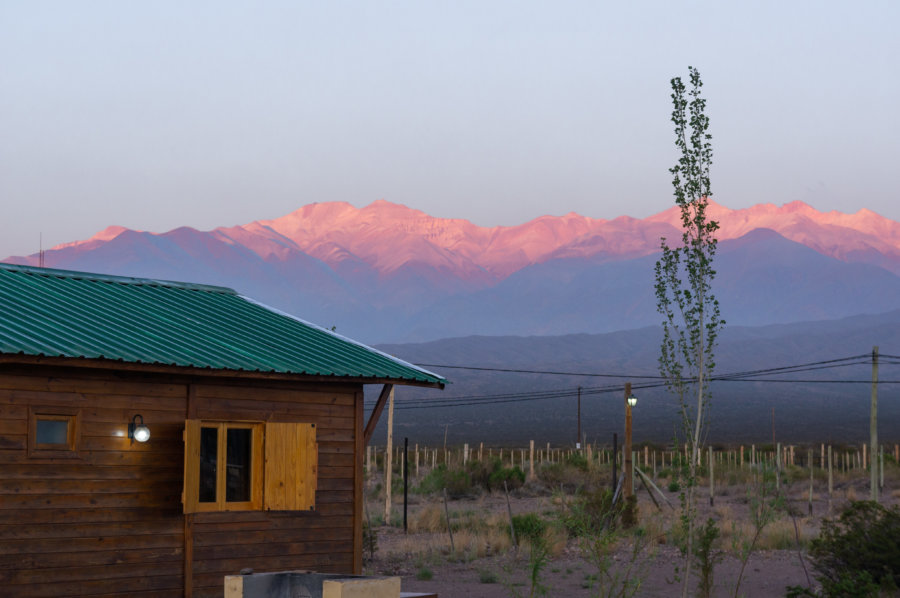 Coucher de soleil sur notre cabane à Uspallata