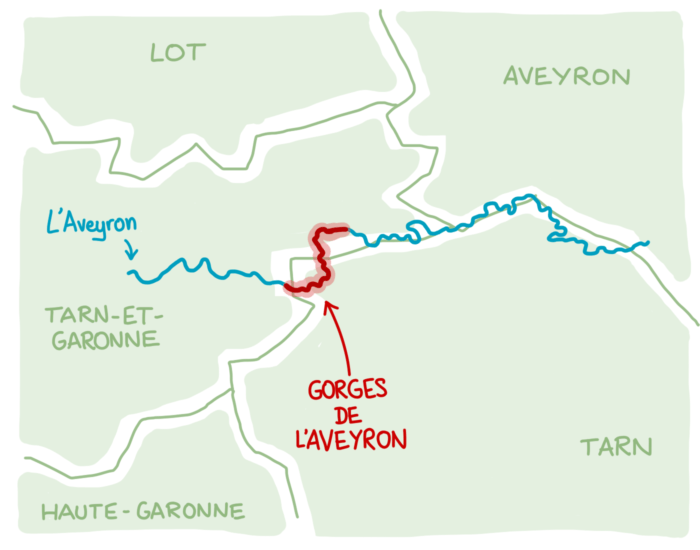 Carte : où se situent les Gorges de l'Aveyron ?