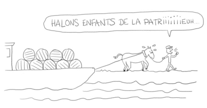 Dessin : le chemin de halage