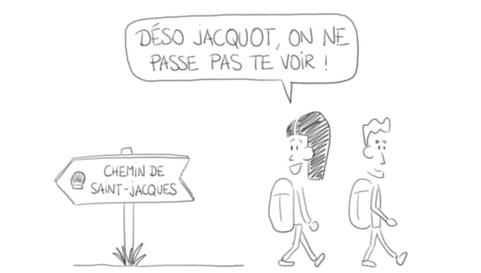 Dessin : chemin de Saint-Jacques à l'envers