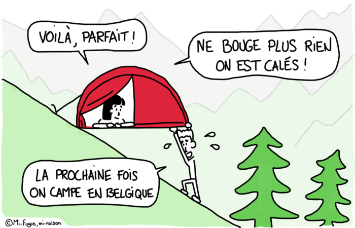 Dessin : le bivouac à la montagne