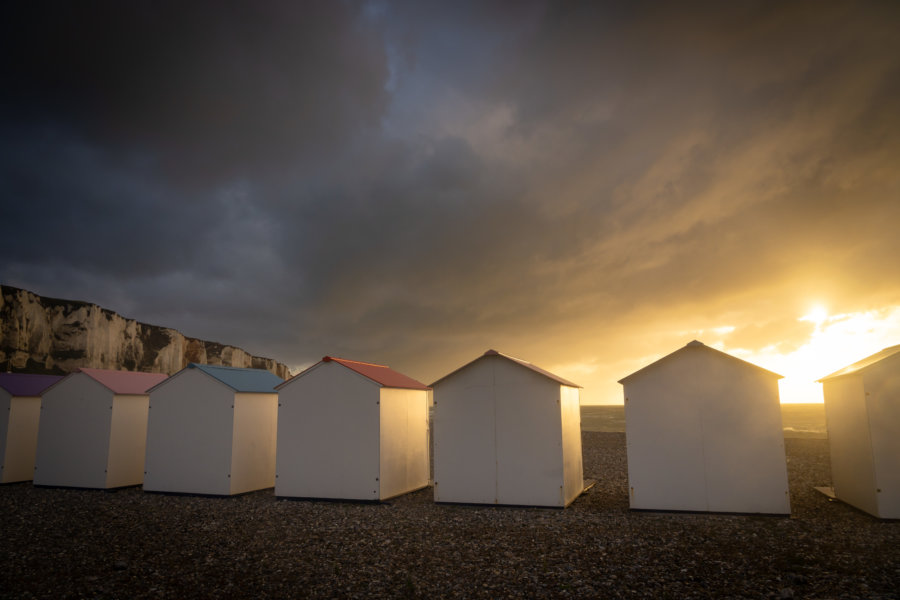 Cabines de plage au Tréport en Normandie