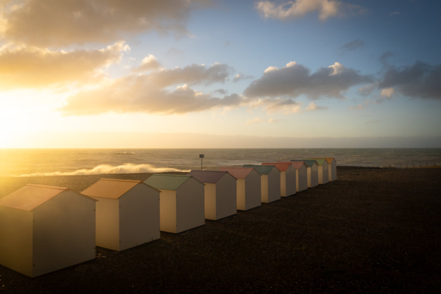 Coucher de soleil sur la plage du Tréport