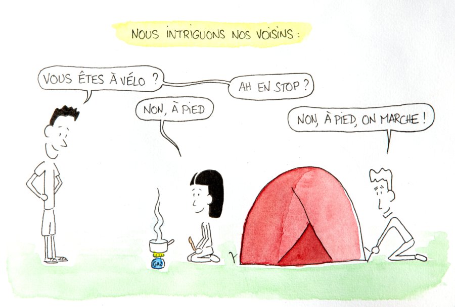 Dessin : nous intriguons nos voisins de camping