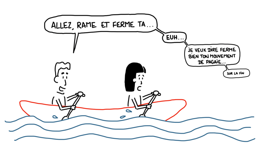 Dessin : canoë sur la Dordogne ferme bien ton mouvement