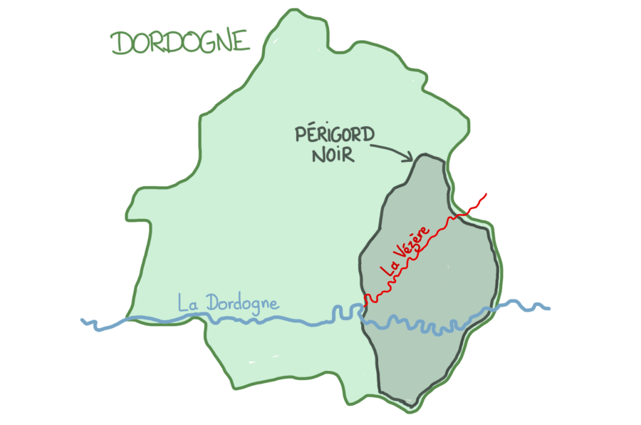 Carte de la vallée de la Vézère en Dordogne