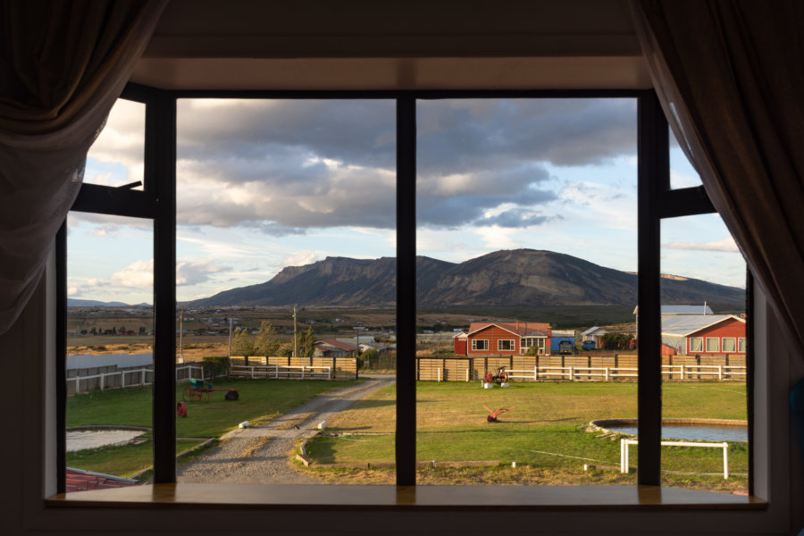 Vue depuis l'hôtel à Puerto Natales au Chili