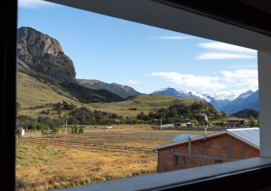 Vue sur la montagne depuis la chambre d'El Chaltén