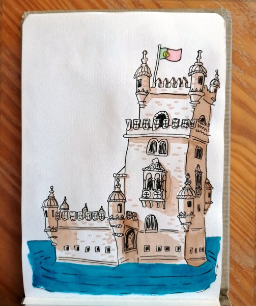 Dessin Tour de Belem, Lisbonne, Portugal