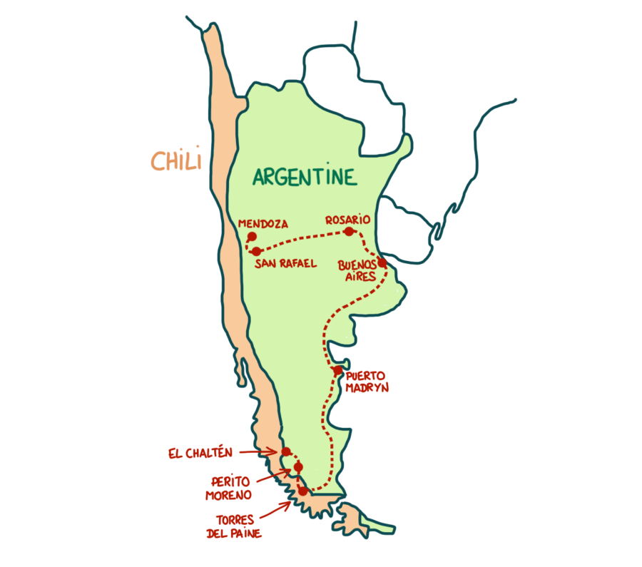 Carte circuit voyage Argentine