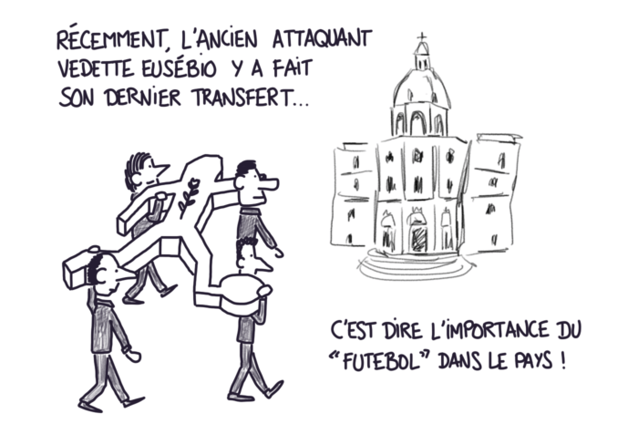 Dessin : footballeur au panthéon de Lisbonne