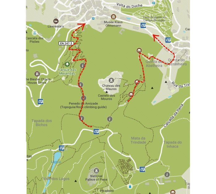 Carte Sintra redescente depuis les chateaux