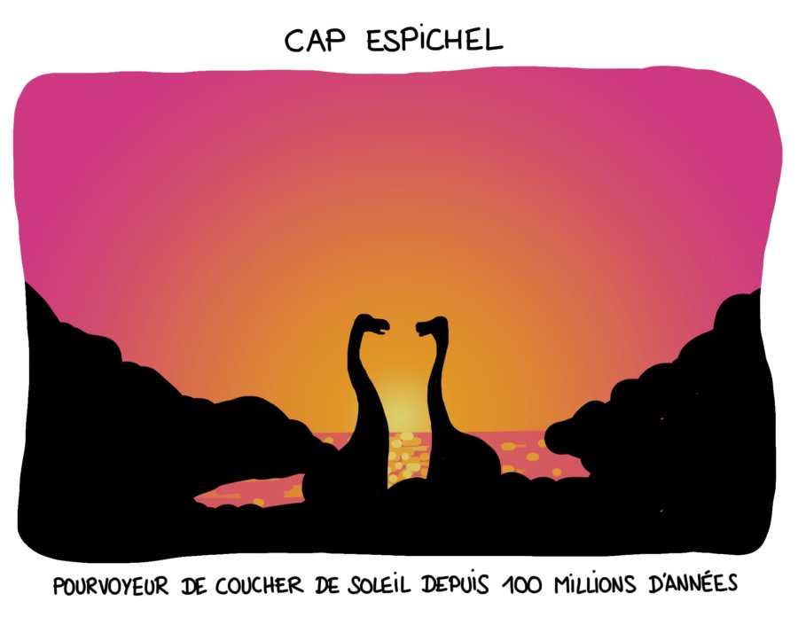 Dessin : empreintes de dinosaures Cap Espichel Portugal