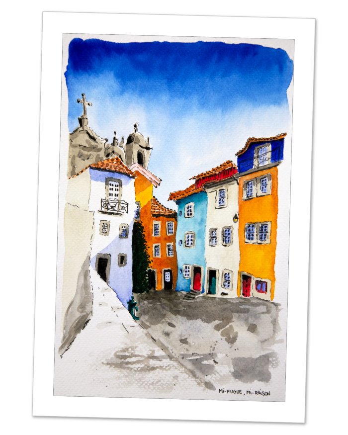 Aquarelle ruelles de Porto, Portugal