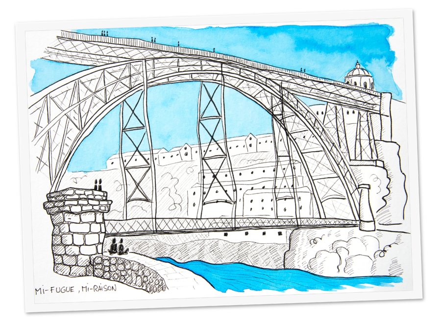 Dessin : Pont Dom-Luí à Porto, Portugal