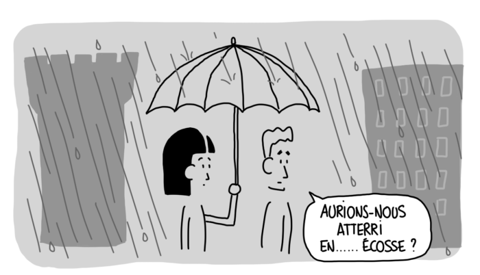 Dessin : atterris en Écosse