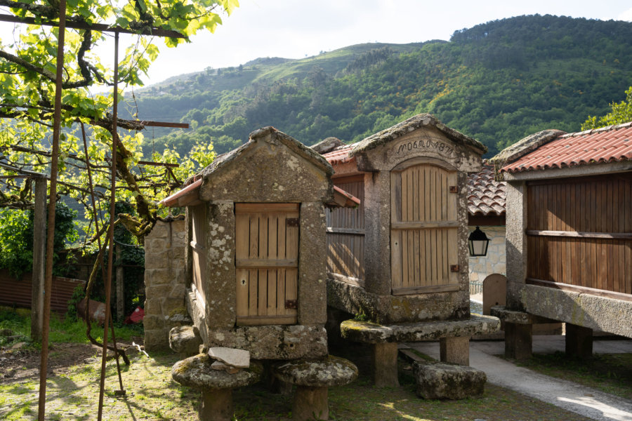 Greniers à maïs, espigueiros, à Sistelo