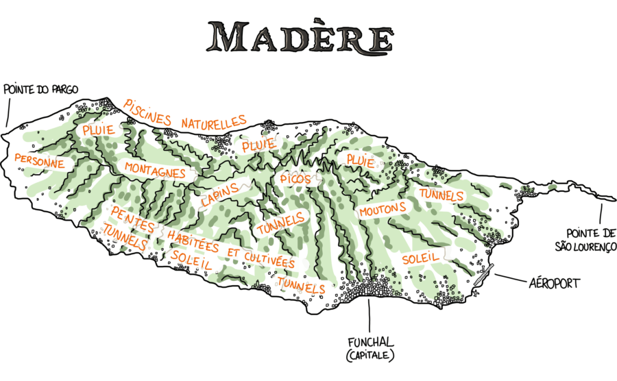 Carte touristique dessinée de Madère
