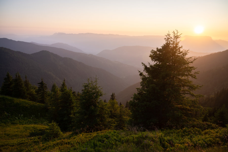 Coucher de soleil à la montagne, massif de Belledonne