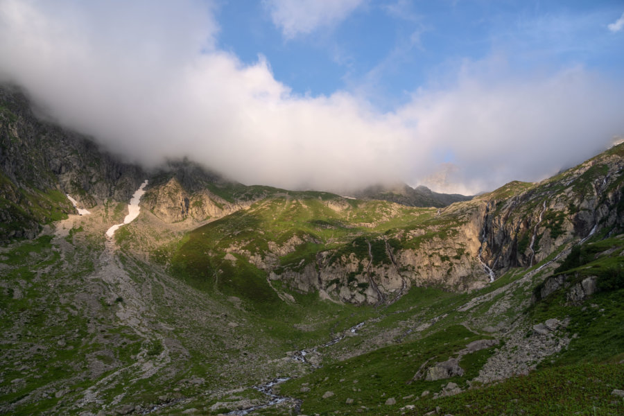 Coucher de soleil lors d'une randonnée à Belledonne