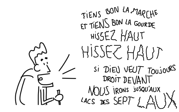 Dessin : chanter pour se donner du courage