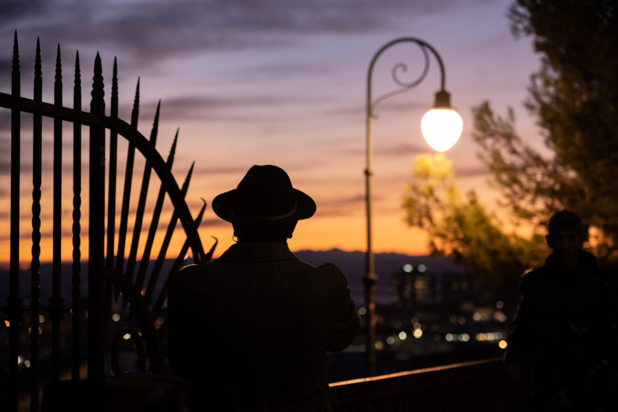 Coucher de soleil à Gênes, belvedere de Castelletto