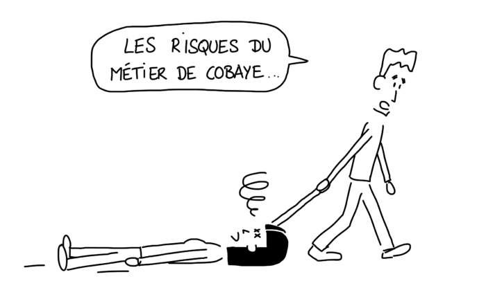 Dessin : Mi-fugue évanouie, traînée par Mi-raison