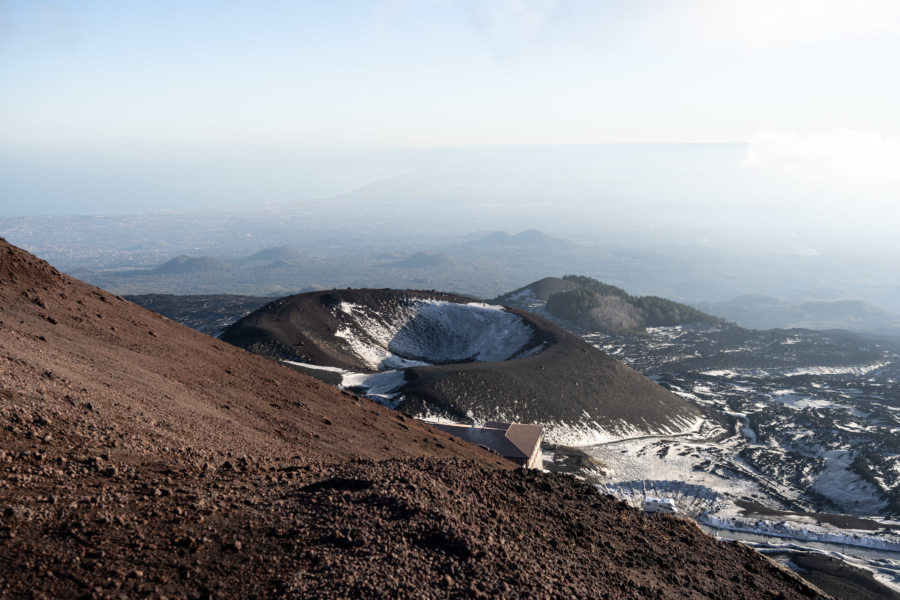 Cratères Silvestri en décembre, l'Etna sous la neige