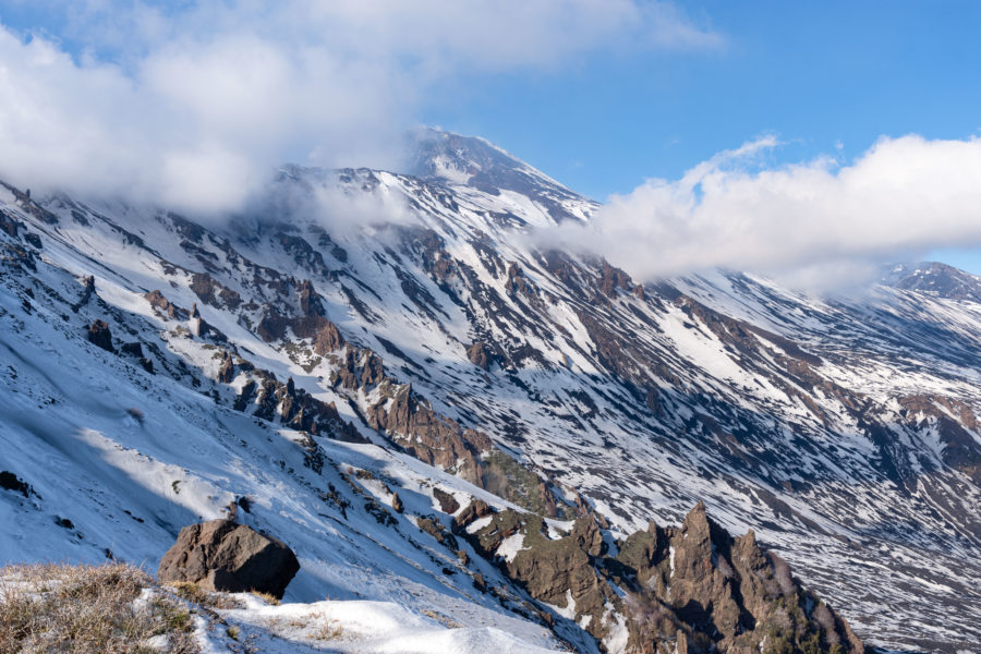 Vallée del bove : l'Etna sous la neige