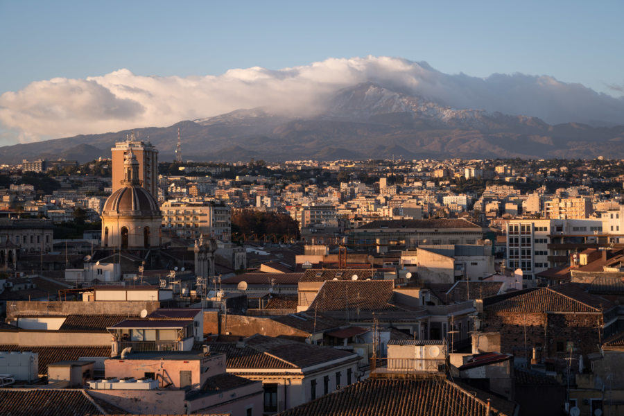 Vue sur Catane et l'Etna depuis Badia Sant'Agata