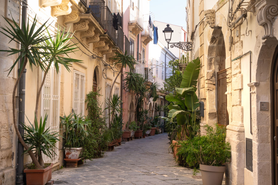 Ruelle de Syracuse avec plantes