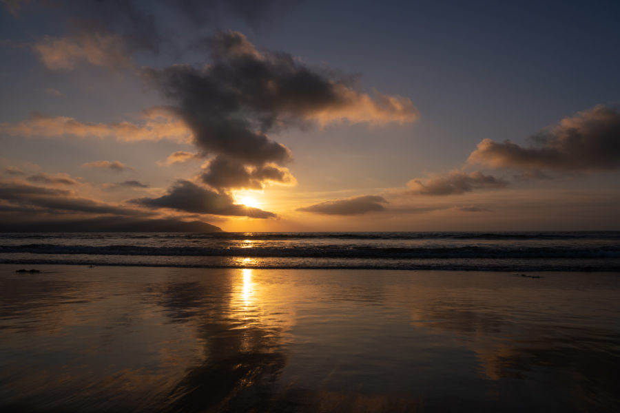 Coucher de soleil sur la plage de Sandy Bay, Stradbally