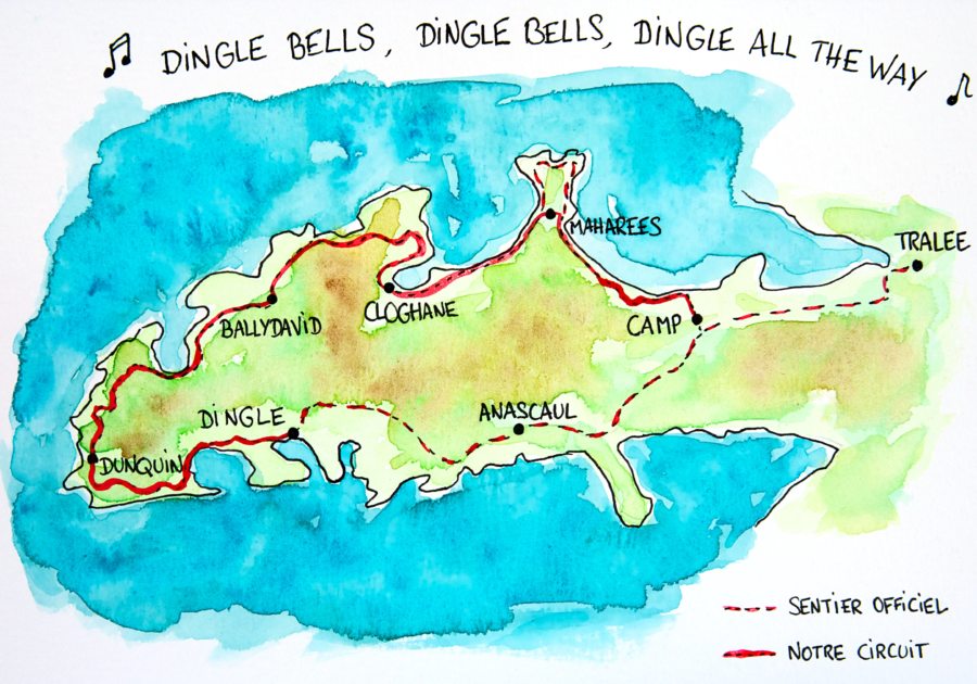 Carte de notre itinéraire sur la Dingle Way