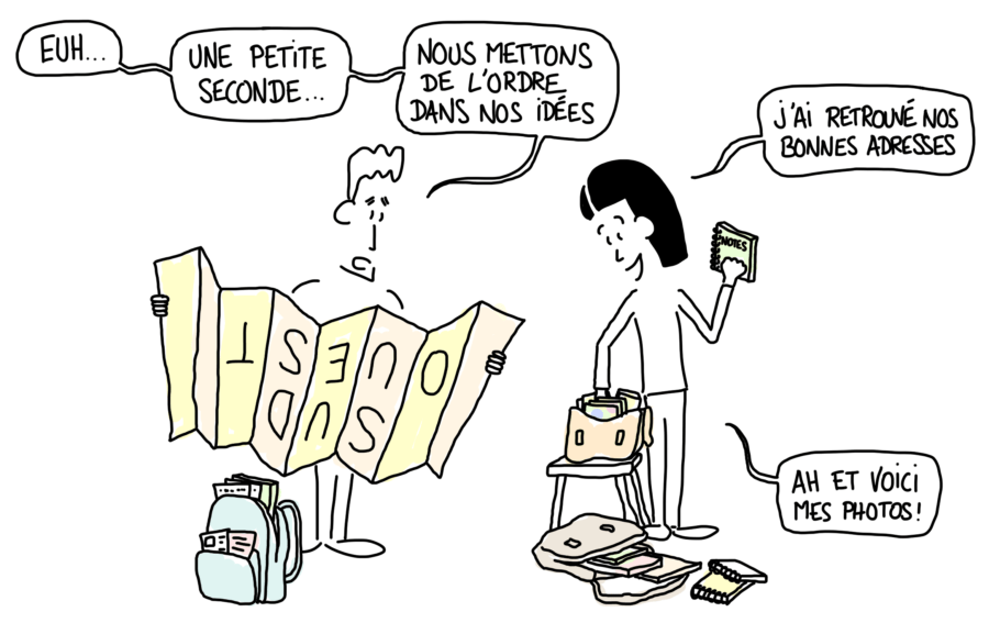 Dessin : regroupement de nos notes de voyage