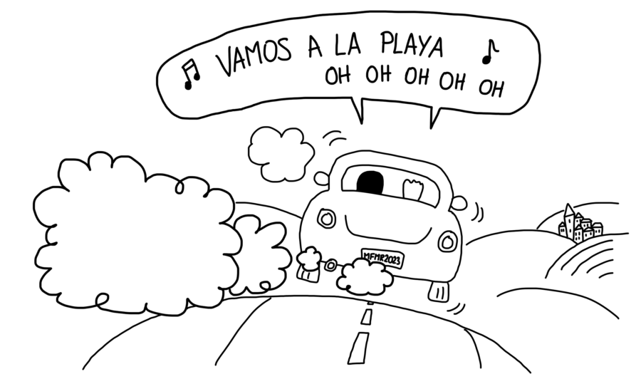 Dessin : Vamos a la playa en voiture