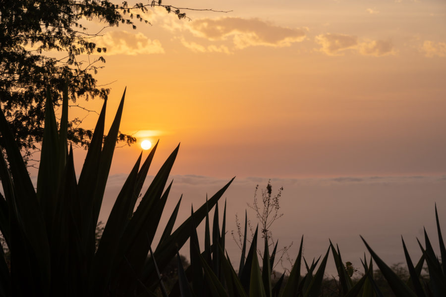 Coucher de soleil sur l'île de Fogo au Cap-Vert