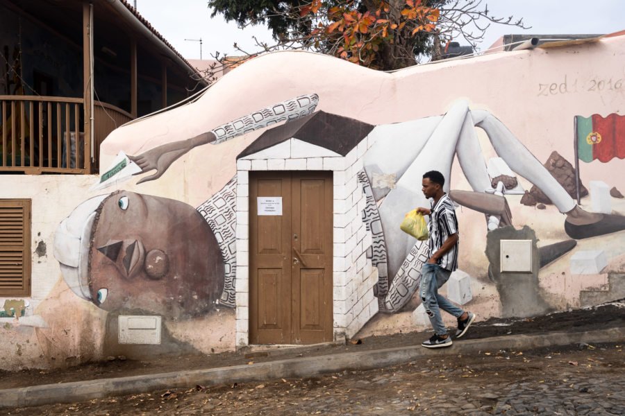 Fresque sur un mur de Sao Filipe, île de Fogo