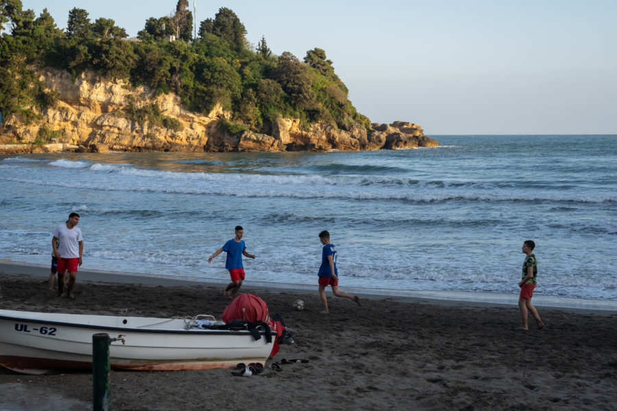 Foot sur la plage à Ulcinj au Monténégro