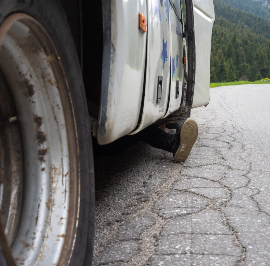 Panne de bus vers Kolasin, dans la montagne