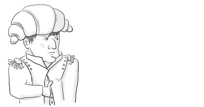 Dessin Napoléon avec un croissant au lieu du chapeau