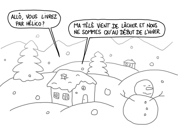 Dessin : allô, vous livrez par hélico ?