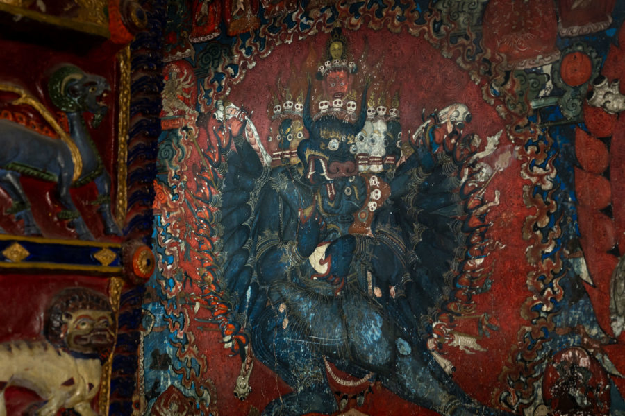 Peinture bouddhiste dans le temple de Basgo, Ladakh