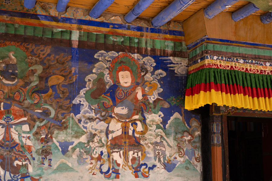 Peinture bouddhiste au temple de Likir, Ladakh