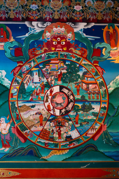 Roue de la vie, peinture bouddhiste au temple de Stakna