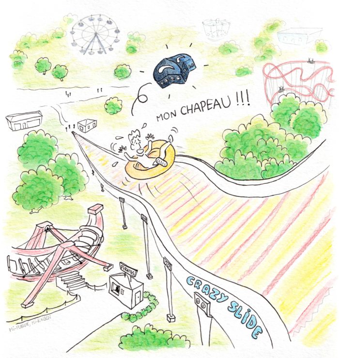 Dessin : Crazy Slide à la fête foraine de Marguilan